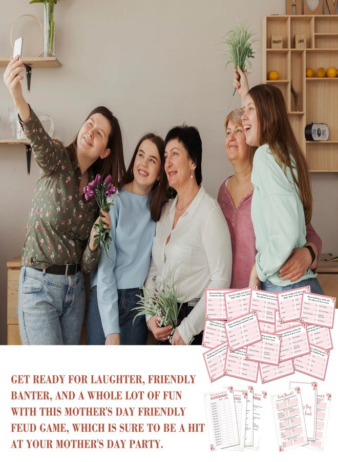 Mueddur Mother's Day Family Feud Game, Blush Pink Floral Friendly Feud Quiz Mothers Day Brunch Games, Family Reunion Activities, Mother's Day Party Decorations, 07 - Image 5